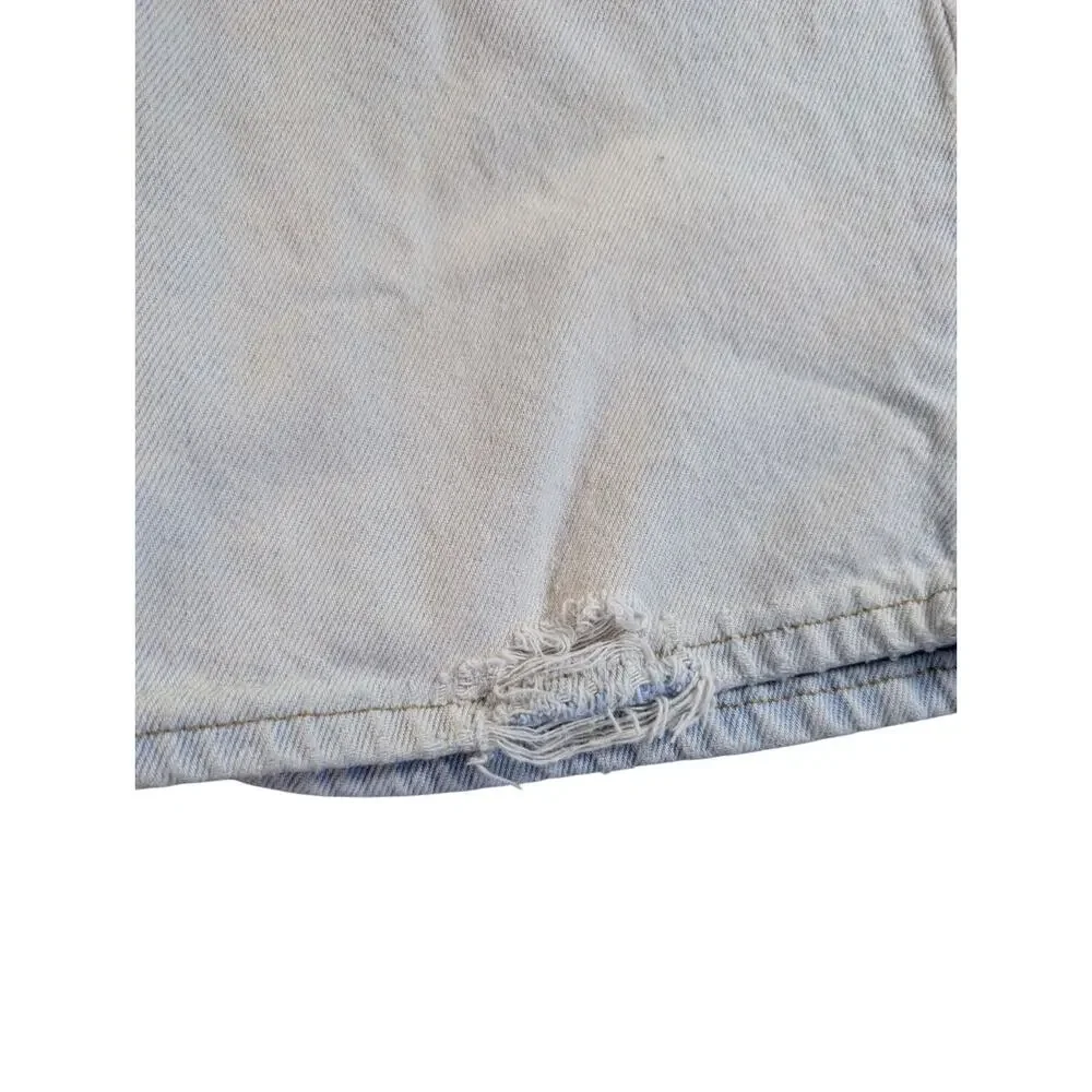 Lee VTG Jean Shorts Mens 32 Light Wash Distressed Y2K Made in USA Jorts Baggy